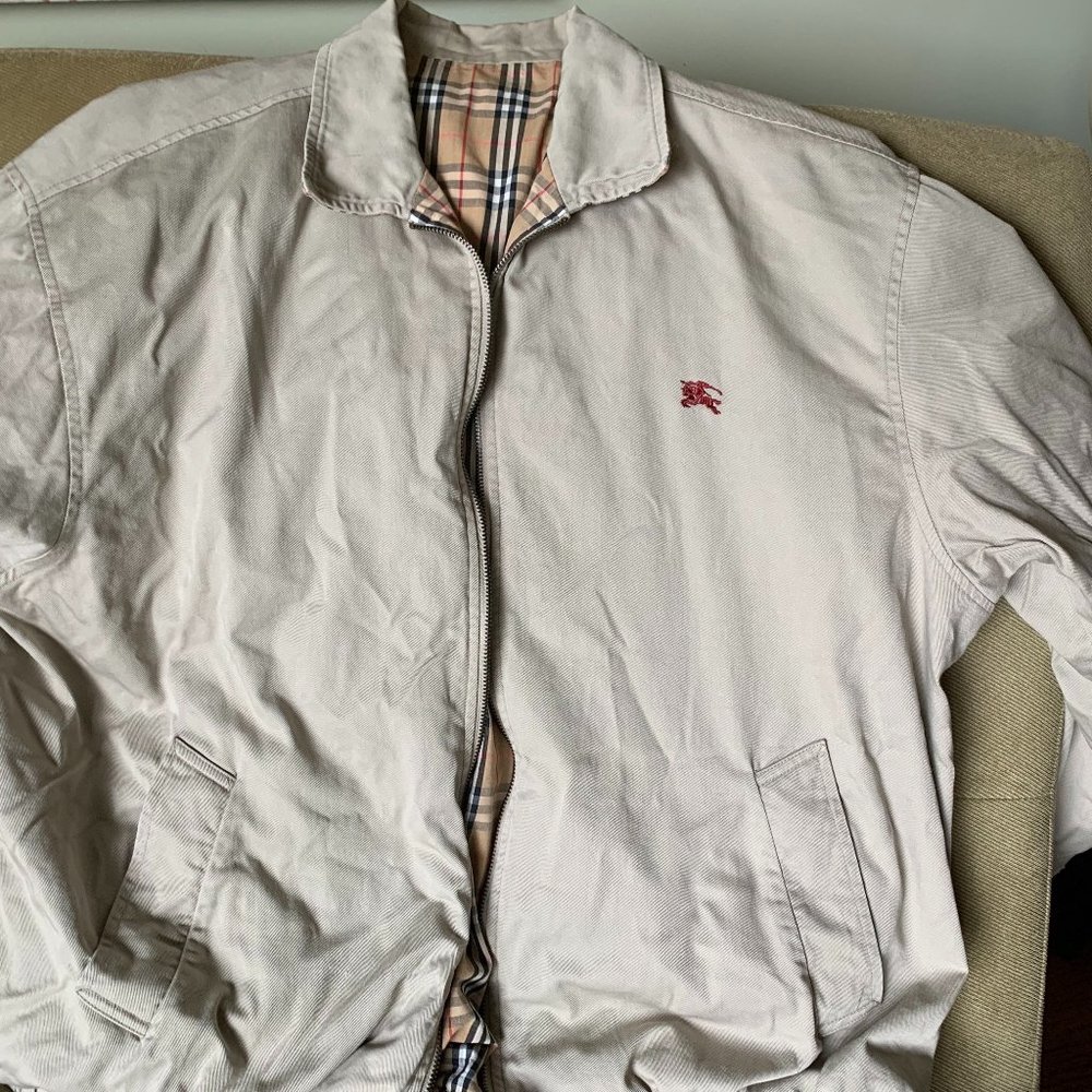 Vintage Burberrys Mens Jacket Beige Elastic Waist, Large